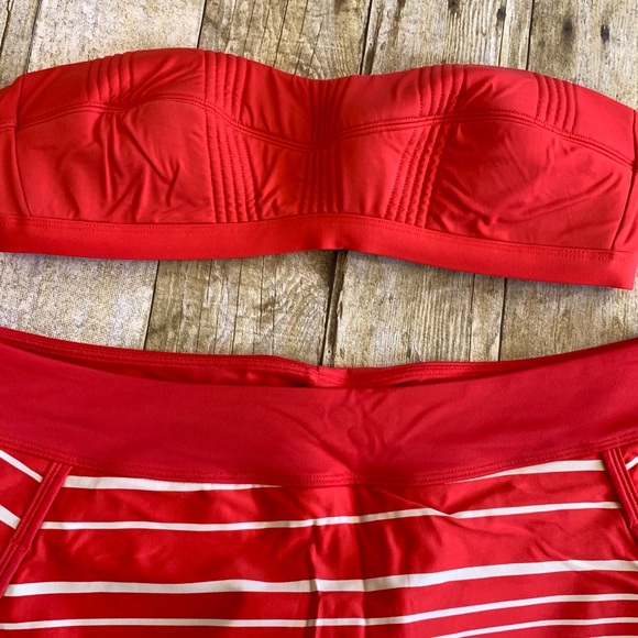 Athleta Encinitas red two piece swim skirt Sz M - Picture 4 of 5